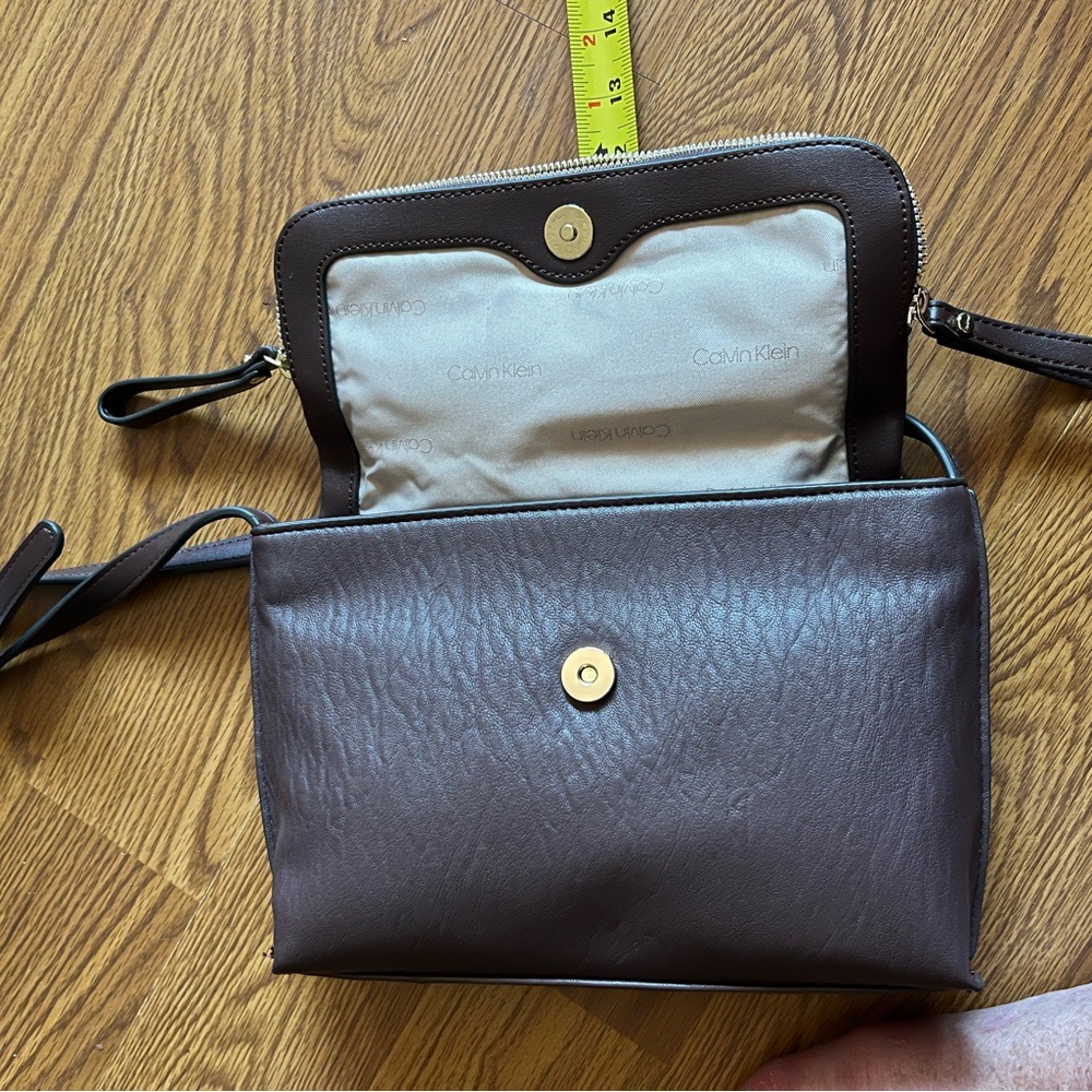 Calvin Klein Dark Brown Leather Crossbody - Picture 4 of 5